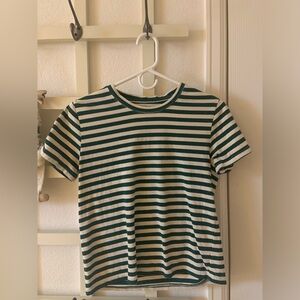 Tradlands Green and White Striped Short Sleeve Tee